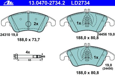 Комплект тормозных колодок, дисковый тормоз CERAMIC