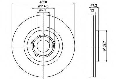 Тормозной диск перед. Accord VIII 08- 2.0-2.4 320mm