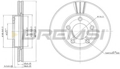Тормозной диск перед. Mazda 3/5 03- (278x25)