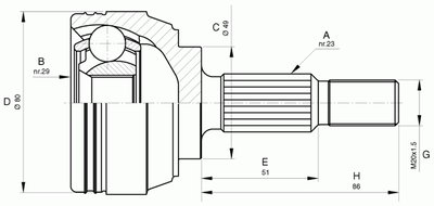 Шарнирный комплект, приводной вал SPIN OPEN PARTS купить