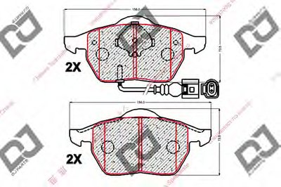 Комплект тормозных колодок, дисковый тормоз DJ PARTS купить