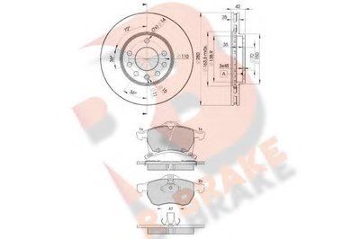 Комплект тормозов, дисковый тормозной механизм R BRAKE купить