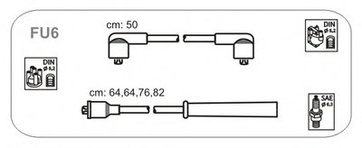 Комплект проводов зажигания Ford (катушка DIN-DIN, свечи DIN-SAE прямые)
