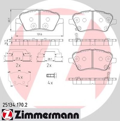 Комплект тормозных колодок, дисковый тормоз ZIMMERMANN купить