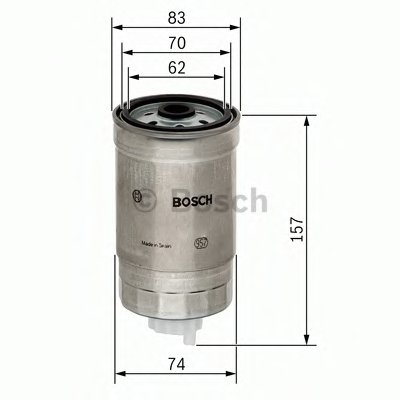 Фильтр топливный дизельный H=155mm CITROEN Jumper 2,8; FIAT; PEUGEOT; LANCIA 2,4TD