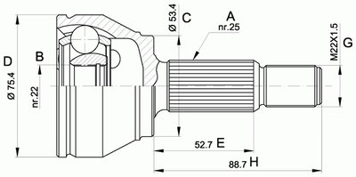 Шарнирный комплект, приводной вал SPIN OPEN PARTS купить