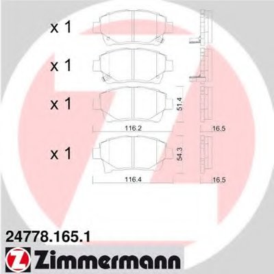 Комплект тормозных колодок, дисковый тормоз ZIMMERMANN купить