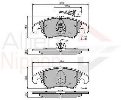 Комплект тормозных колодок, дисковый тормоз ANL Braking COMLINE купить