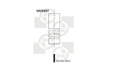 Клапан впускной Opel Vectra B 1.6 16V