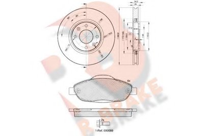 Комплект тормозов, дисковый тормозной механизм R BRAKE купить