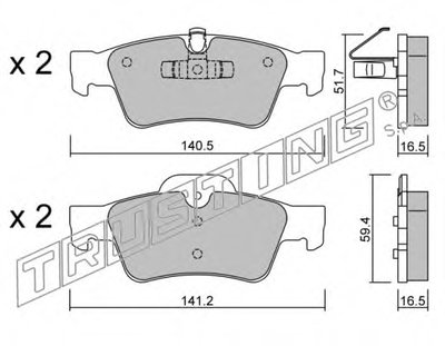 Комплект тормозных колодок, дисковый тормоз TRUSTING купить