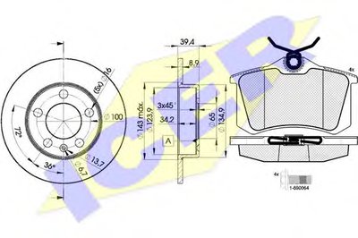 Комплект тормозов, дисковый тормозной механизм ICER купить