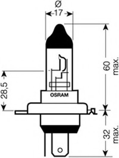 Лампа галогенна H4 12V 100/80w (PU43T-38)