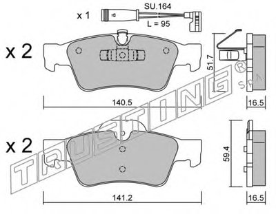 Комплект тормозных колодок, дисковый тормоз TRUSTING купить