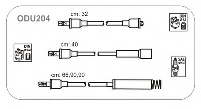 Комплект проводов зажигания Opel (кат.-тромблер DIN-DIN)