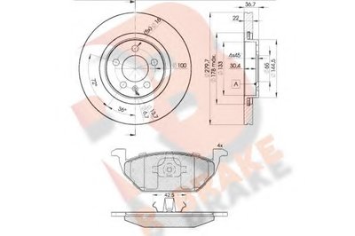 Комплект тормозов, дисковый тормозной механизм R BRAKE купить