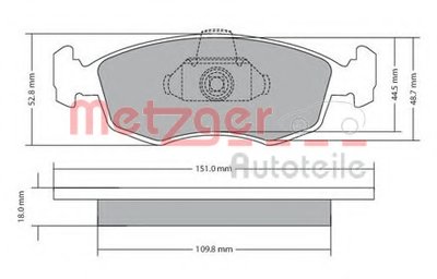 Комплект тормозных колодок, дисковый тормоз METZGER купить